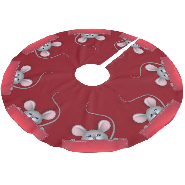 Mus i Pocket Julgransmatta Borstad Polyester (Vinklad)