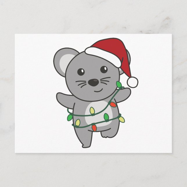 Mus Jul Winter Animals Helgdag Mice Helg Vykort (Framsida)
