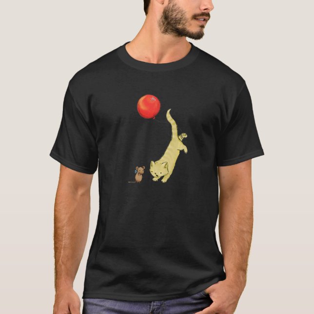 Mus Katt Och Ballong T Shirt (Framsida)