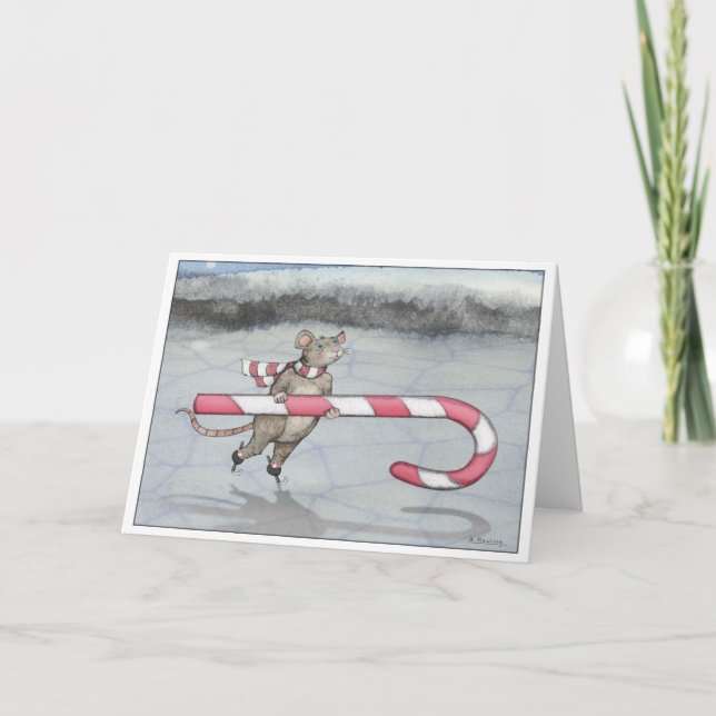 Mus-kort för julskal i Candy cane Helgkort (Framsida)