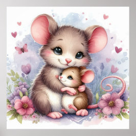Mus mamma och Baby Poster