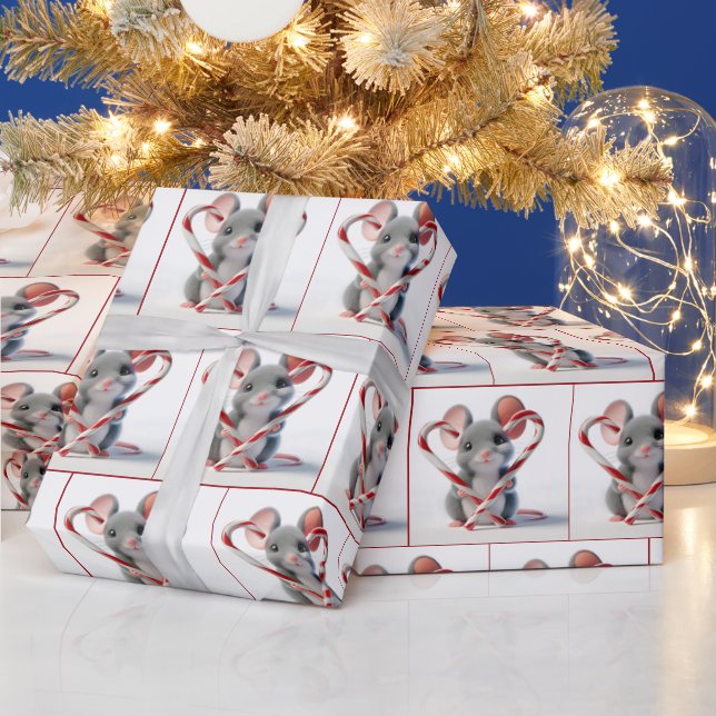 Mus med Candy cane hjärta Presentpapper (Helgdagar)