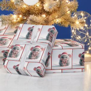 Mus med Candy cane hjärta Presentpapper