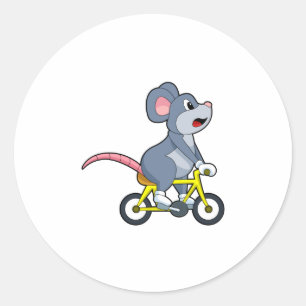 Mus med cykel runt klistermärke