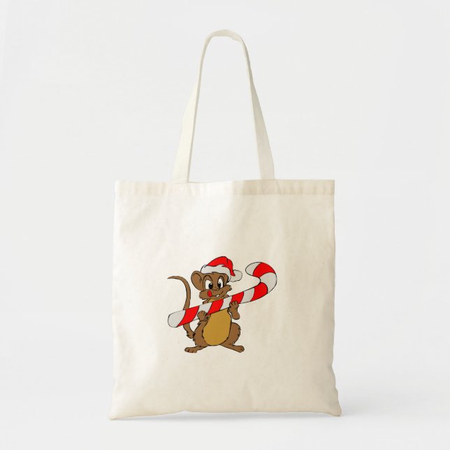 Mus med en julcandy cane tygkasse (Framsidan)
