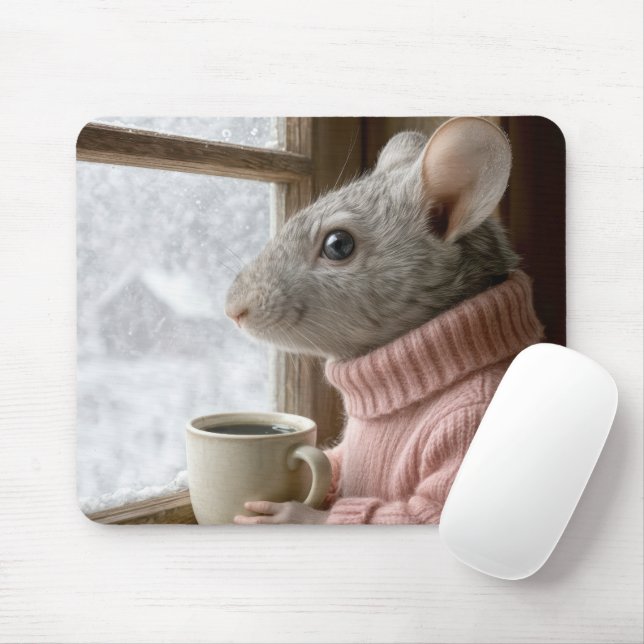 Mus med en kopp kaffe musmatta (Med mus)