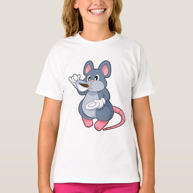 Mus med kaffekopp t shirt (Framsida)