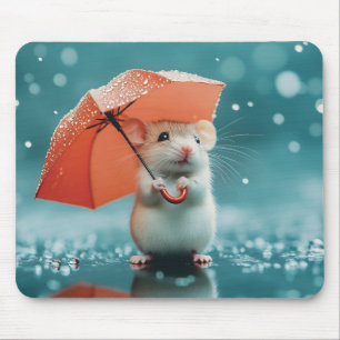 Mus med paraply i Spanien: Cute Rainy Day Scene Musmatta