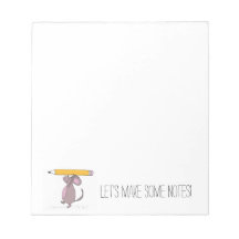 Mus med pennAnteckningsblock