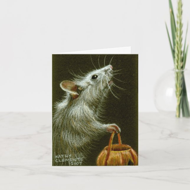 Mus med pumpabasketen HalloweenCard Kort (Framsida)
