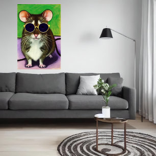 Mus med solglasögon AI Art Poster