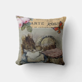 Mus med unge, shabby chic barnkammare/barn kudde