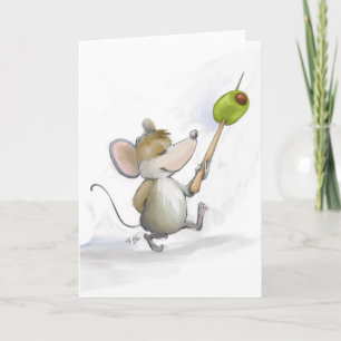 Mus Moe med Olive Blank Card Helgkort