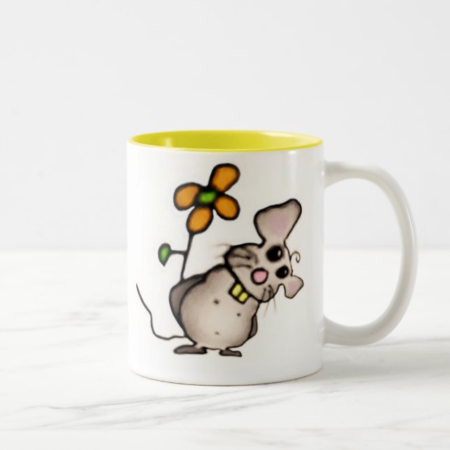 Mus- och blommamugg Två-Tonad mugg (Höger)