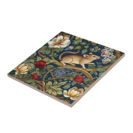 Mus och blommor Art nouveau Kakelplatta