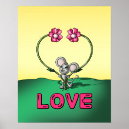 Mus och blommor poster