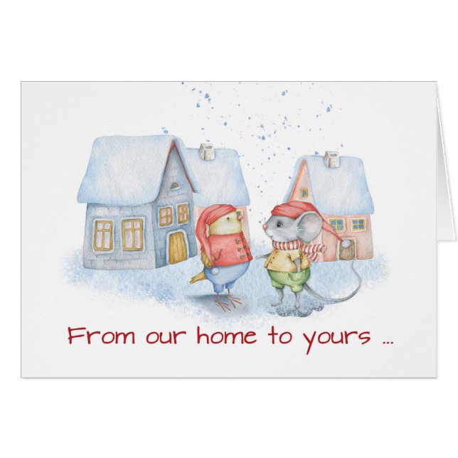 Mus- och fågeljul vårt hem till dig hälsningskort (Framsidan Horizontal)