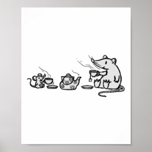 Mus och Råtta har ett stort tea Party-märke Poster