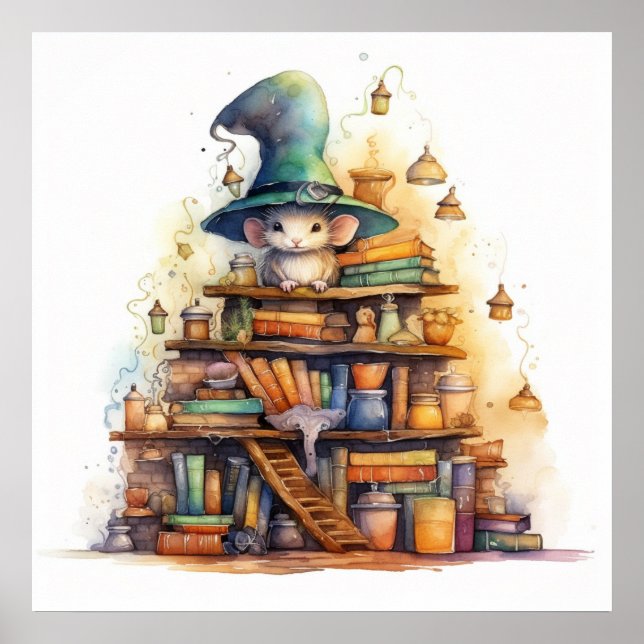 Mus ovanpå bokar 6 poster (Framsidan)