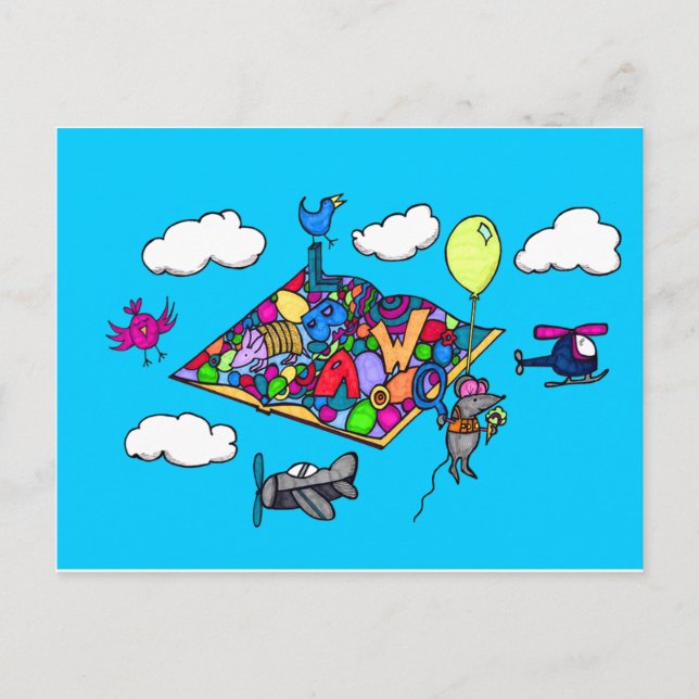 Mus på ett vykort för Äventyr (Framsida)