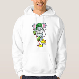 Mus på ishockey med ishockeyklubba hoodie