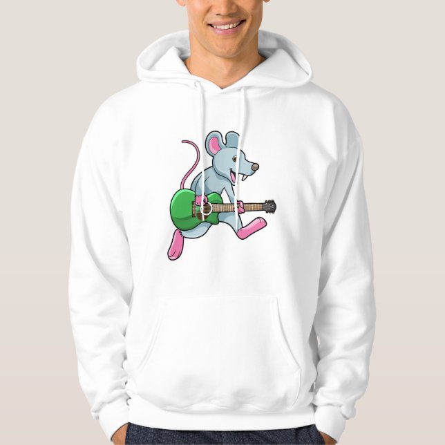 Mus på Music med Guitar Hoodie (Framsida)