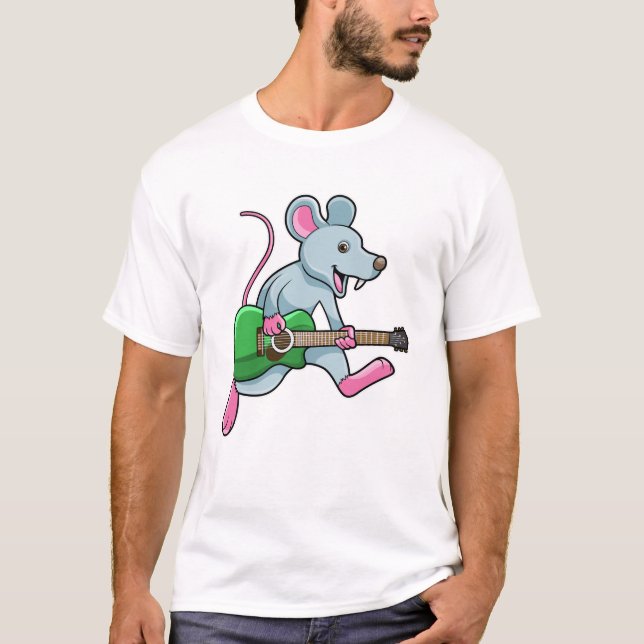 Mus på Music med Guitar T Shirt (Framsida)