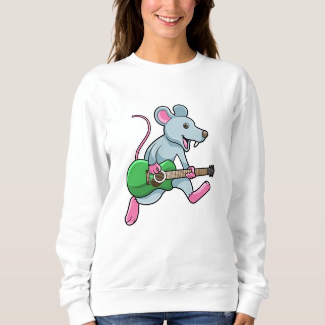 Mus på Music med Guitar T Shirt (Framsida)