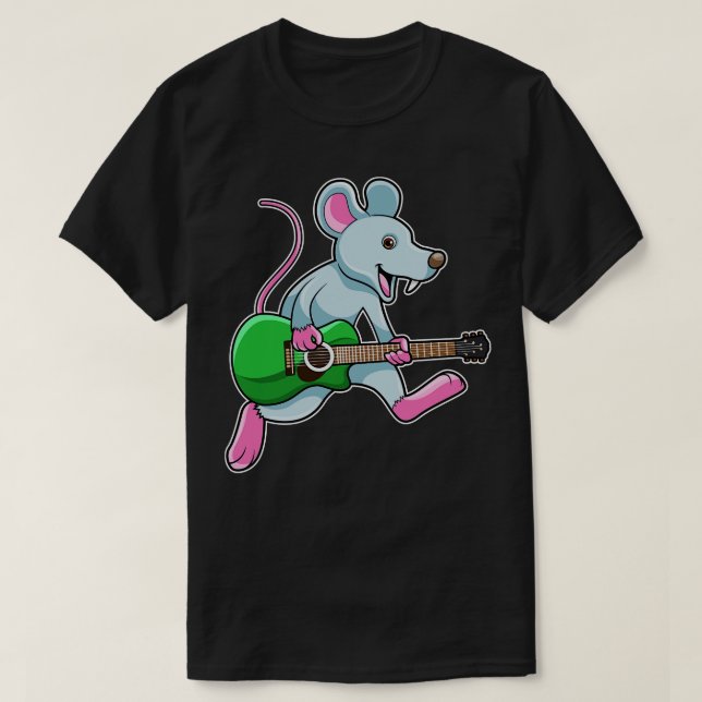 Mus på Music med Guitar T Shirt (Design framsida)