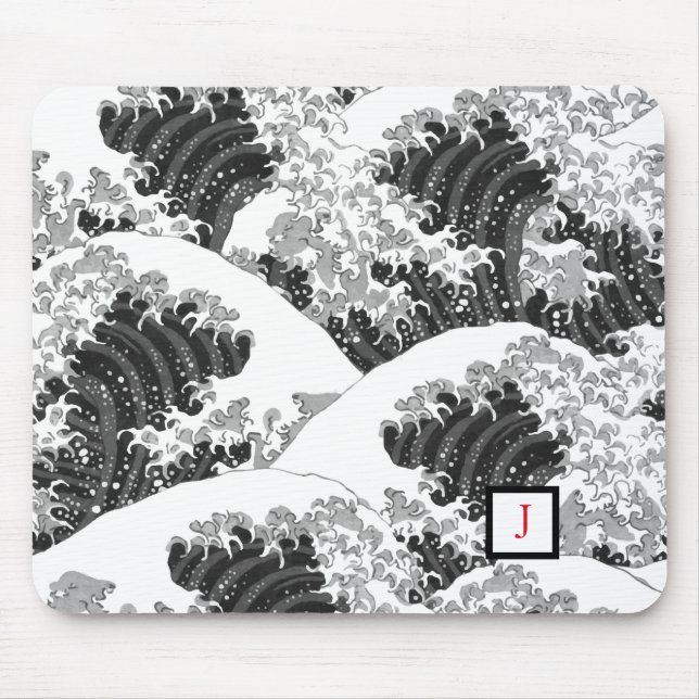 MUS PAD BLACK OCH WHITE WAVE MÖNSTER JAPANESE MUSMATTA (Framsidan)