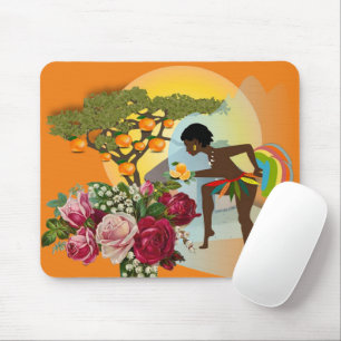 Mus Pad för den afrikanska Orangens Blommigt! Musp Musmatta