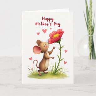 Mus Rakar Blommor Mors Dag-kort Kort