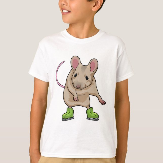 Mus Skridskoåkning Skridskor T Shirt (Framsida)