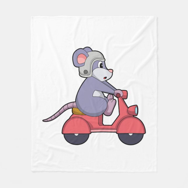 Mus som Biker med Scooter.PNG Fleecefilt (Framsidan)