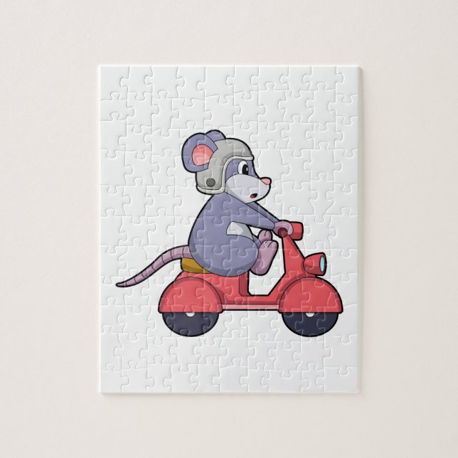 Mus som Biker med Scooter.PNG Pussel (Vertikal)