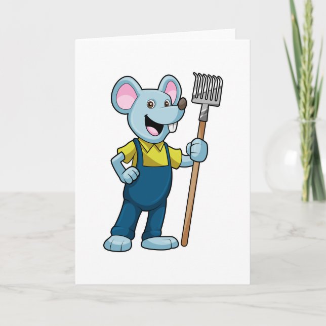 Mus som bonde med kratta kort (Framsida)