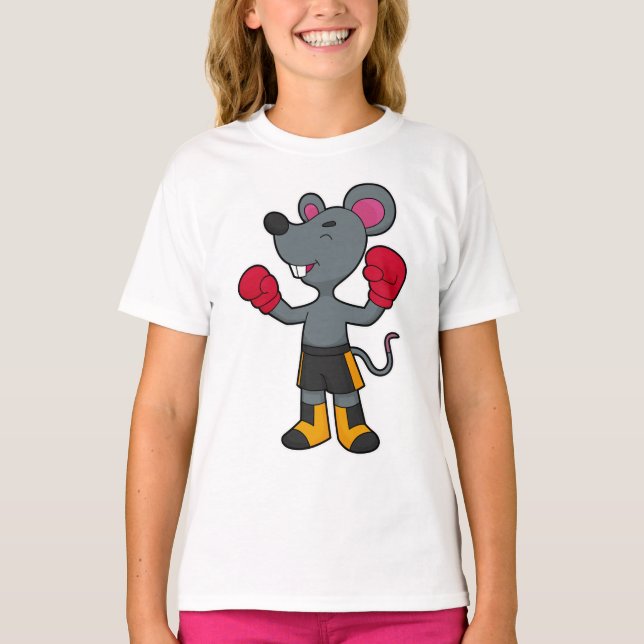 Mus som boxare med boxhandskar t shirt (Framsida)