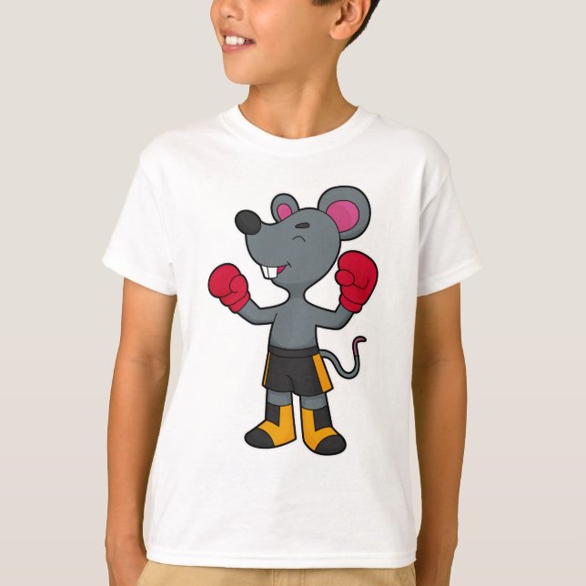 Mus som Boxer med Boxinghandskar T Shirt (Framsida)
