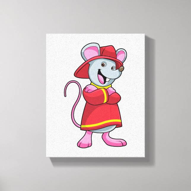 Mus som brandman med Helmet Canvastryck (Framsida)