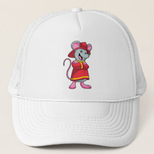 Mus som brandman med Helmet Keps