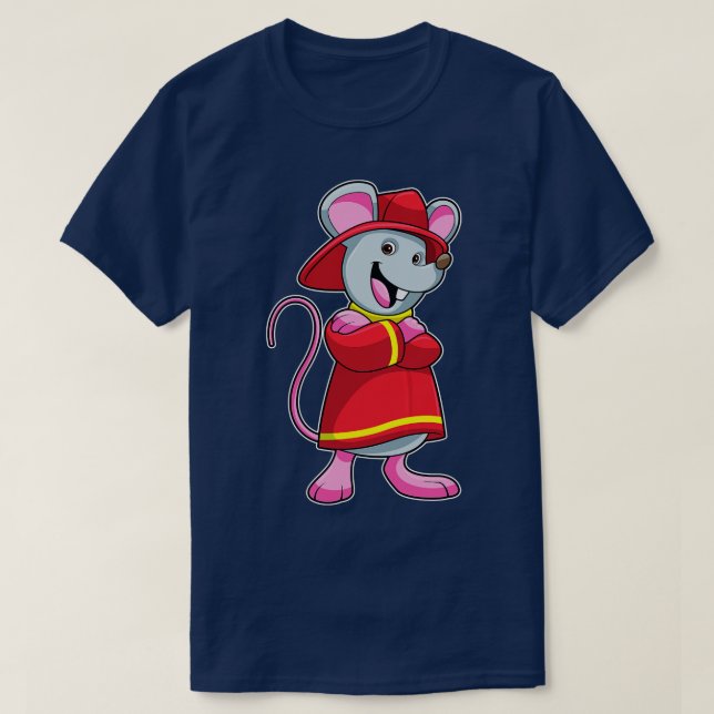 Mus som brandman med Helmet T Shirt (Design framsida)