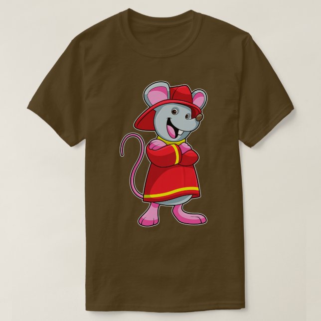 Mus som brandman med Helmet T Shirt (Design framsida)