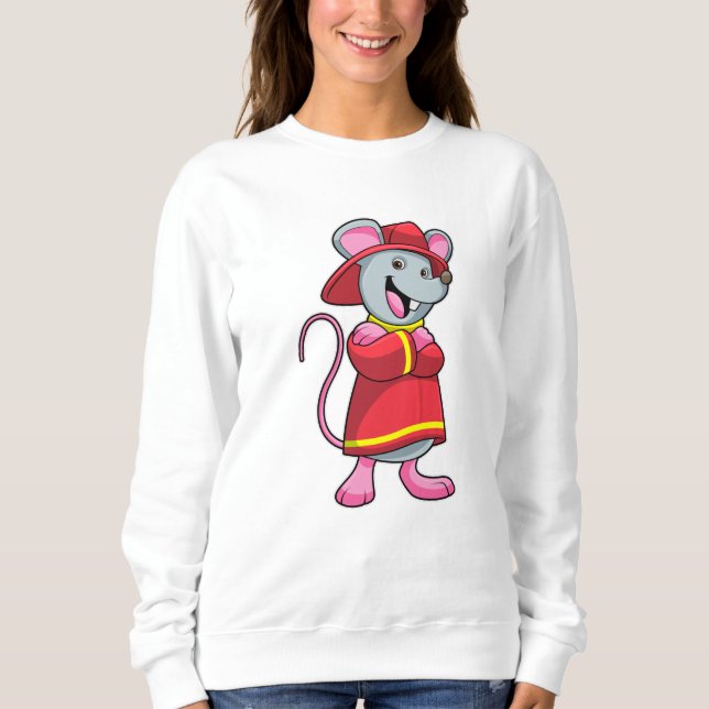 Mus som brandman med Helmet T Shirt (Framsida)