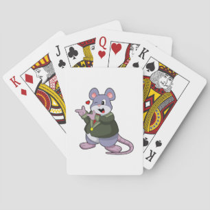 Mus som brudgum med kostym casinokort