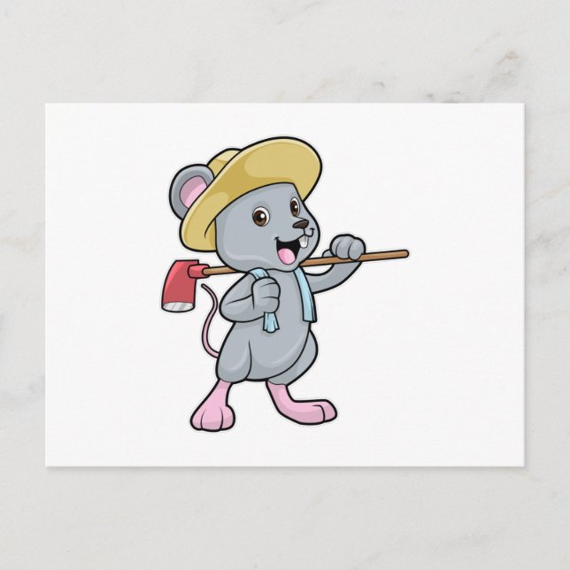 Mus som jordbrukare med Ax & Hat Vykort (Framsida)