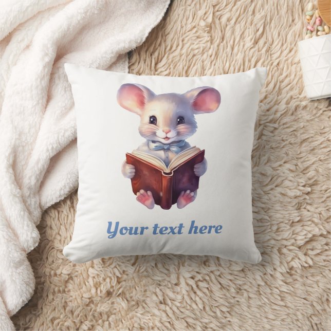 Mus som läser bok, söt kudde (Filt)