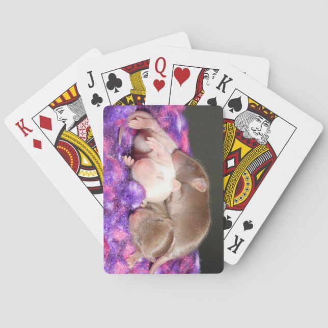 Mus som leker kort: 3 babymöss spel kort (Baksidan)