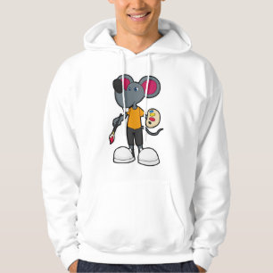 Mus som målarfärg med färg och pensel hoodie