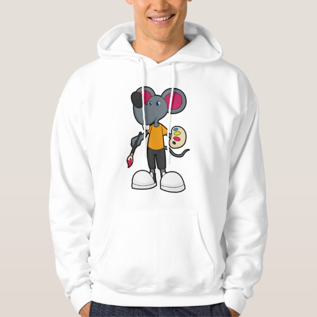 Mus som målarfärg med färg och pensel hoodie (Framsida)