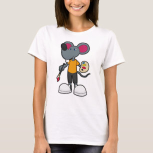 Mus som målarfärg med färg och pensel t shirt